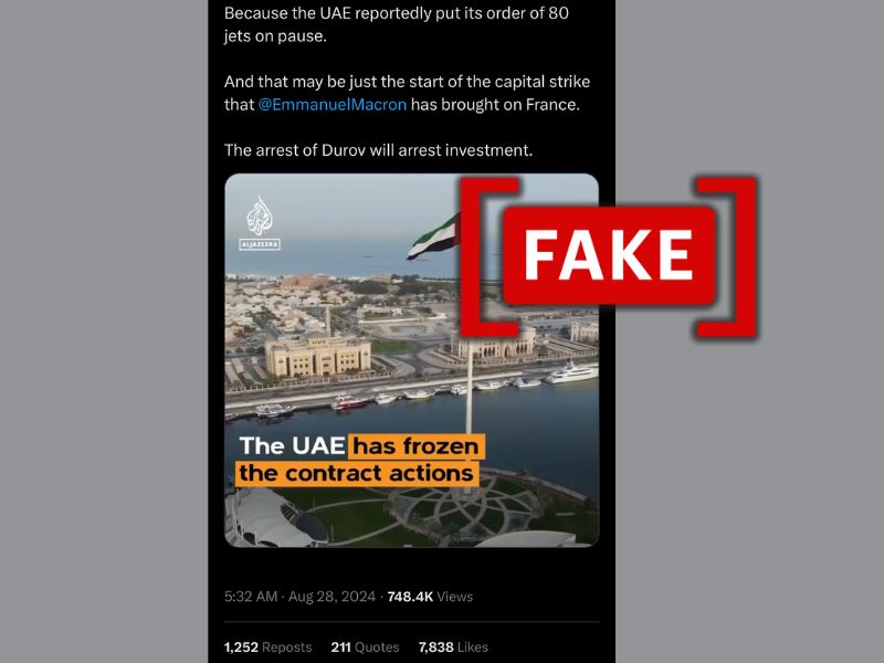 No, Al Jazeera did not report that 'UAE froze fighter jet deal with France'